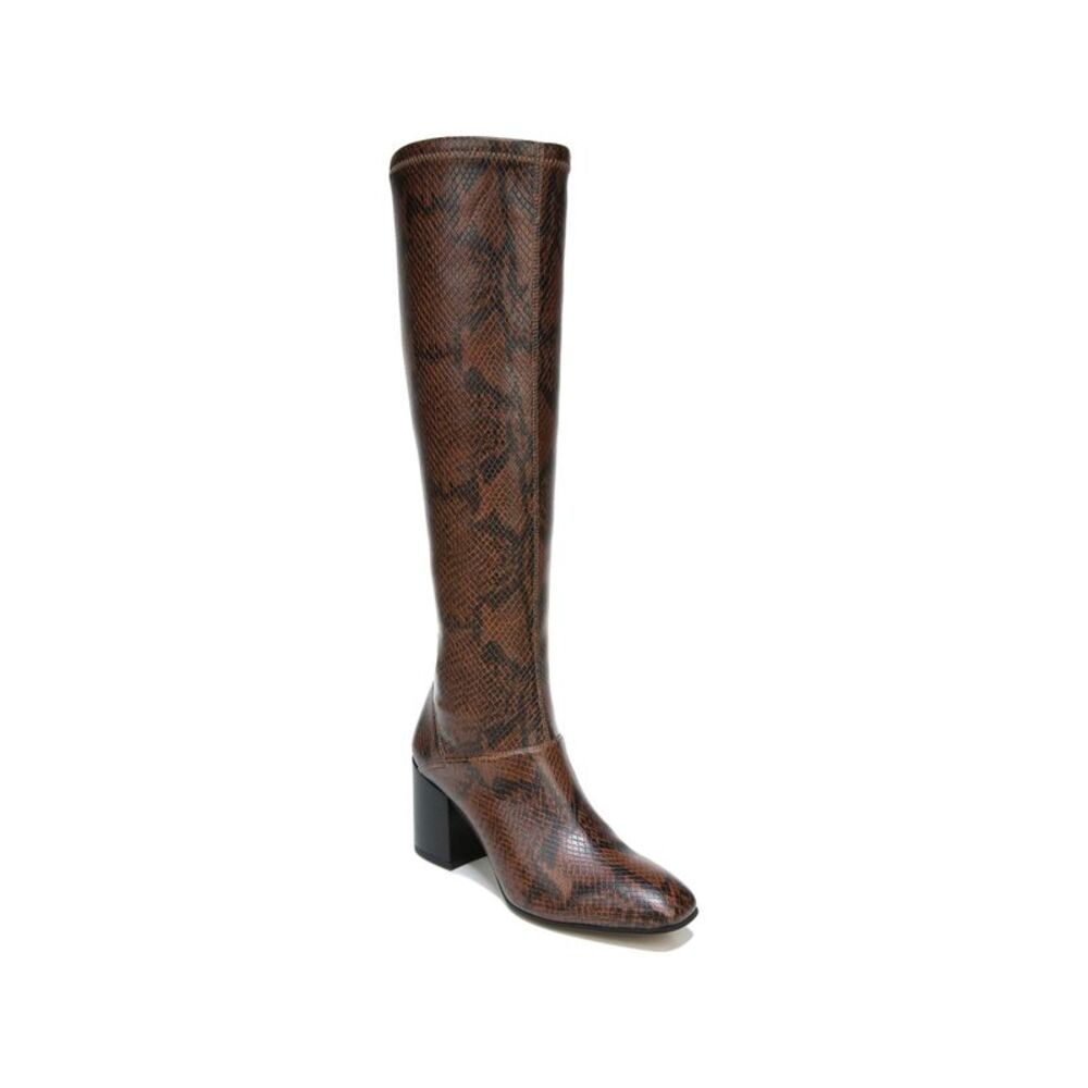 FRANCO SARTO Womens Brown Snakeskin Tribute Toe Block Heel Heeled Boots 5.5 M